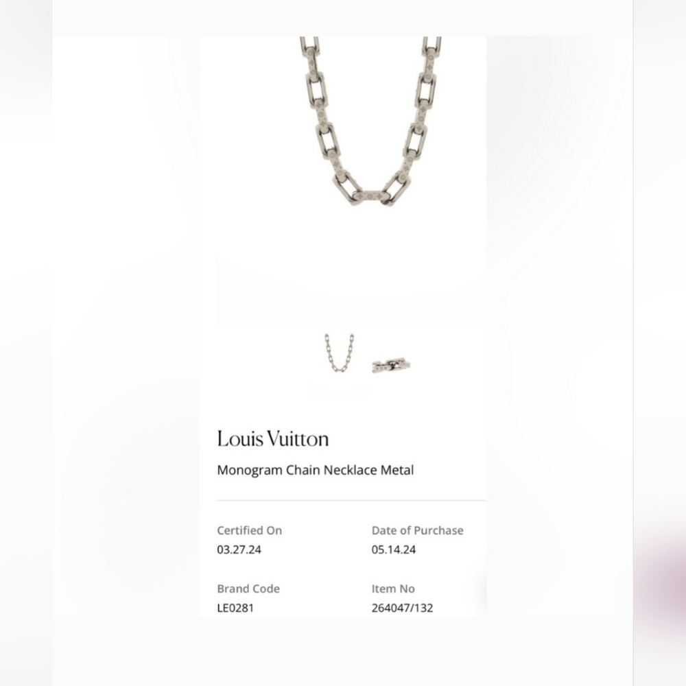 Louis Vuitton monogram silver necklace - Picture 4 of 5